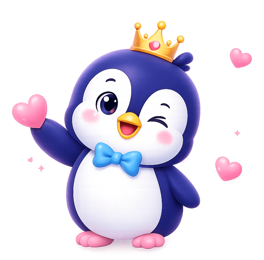 Penguin mascot with heart